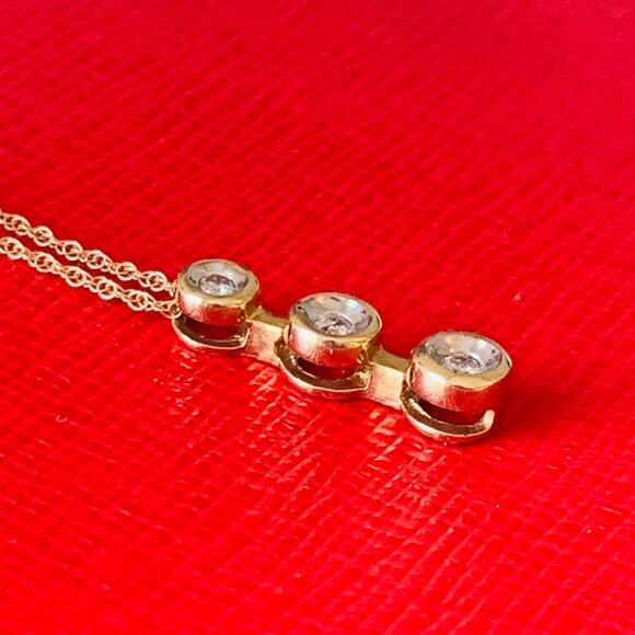 14k Necklace with a 10k Yellow Gold Diamond Pendant - Picture 9 of 11